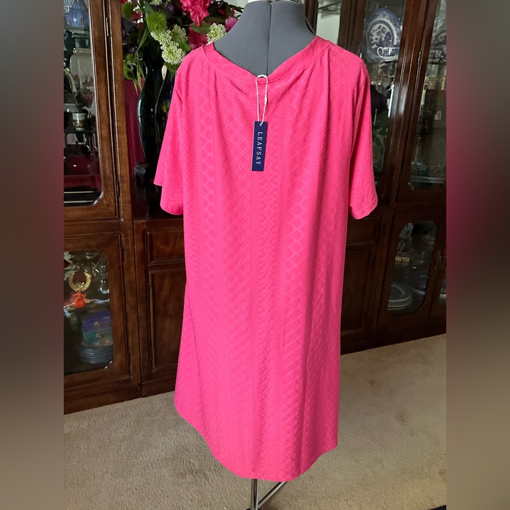 Leafsay Bright Pink Textured Shift Dress